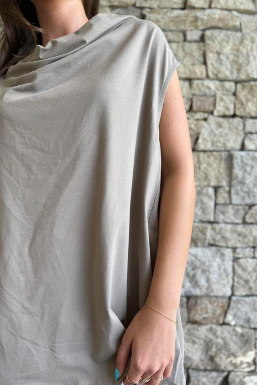 Oscar Drape Trapeze Tank Mocha